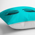 Turkuaz Zeminde Kirpik Motifli Dekoratif Kırlent Kılıfı Realhomes