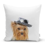 - Rh-K5640 - Realhomes  Sevimli Köpek Desenli Dijital Baskılı Modern Yastık Kırlent Kılıfı Realhomes
