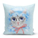 Sevimli Kedi Desenli Dijital Baskılı Modern Yastık Kırlent Kılıfı Realhomes