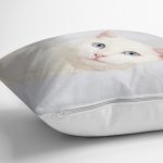 - Rh-K5642-2 - Realhomes Sevimli Kedi Desenli Dijital Baskılı Modern Yastık Kırlent Kılıfı Realhomes