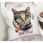 Kızıl Derili Kedi Motifli Modern Yastık Kırlent Kılıfı Realhomes