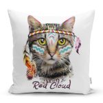 Kızıl Derili Kedi Motifli Modern Yastık Kırlent Kılıfı Realhomes