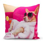 Bornozlu Köpek Desenli Modern Yastık Kırlent Kılıfı Realhomes