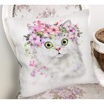 Çiçekli Kedi Motifli Dijital Baskılı Modern Yastık Kırlent Kılıfı Realhomes