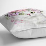 Çiçekli Kedi Motifli Dijital Baskılı Modern Yastık Kırlent Kılıfı Realhomes