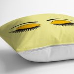 - Rh-K565-2 - Realhomes Sarı Zeminde Kirpik Motifli Dekoratif Kırlent Kılıfı Realhomes