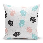 Kedi Ayak İzli Pati Desenli Modern Yastık Kırlent Kılıfı Realhomes