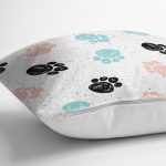 Kedi Ayak İzli Pati Desenli Modern Yastık Kırlent Kılıfı Realhomes