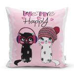 - Rh-K5652 - Realhomes We Are Happy Kedicikler Modern Yastık Kırlent Kılıfı Realhomes