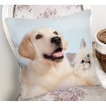 - Rh-K5654-1 - Realhomes Köpek ve Kedili Dijital Baskılı Modern Yastık Kırlent Kılıfı Realhomes
