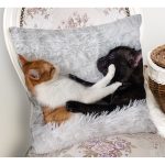 - Rh-K5656-1 - Realhomes Köpek ve Kedili Dijital Baskılı Modern Yastık Kırlent Kılıfı Realhomes