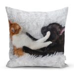 - Rh-K5656 - Realhomes Köpek ve Kedili Dijital Baskılı Modern Yastık Kırlent Kılıfı Realhomes