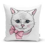 Sevimli Kedi Desenli Dijital Baskılı Modern Yastık Kırlent Kılıfı Realhomes