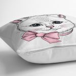 Sevimli Kedi Desenli Dijital Baskılı Modern Yastık Kırlent Kılıfı Realhomes