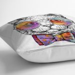 - Rh-K5659-2 - Realhomes Renkli Gözlüklü Siyah Beyaz Kedi Dijital Baskılı Modern Yastık Kırlent Kılıfı Realhomes