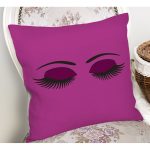 Mor Zeminde Kirpik Motifli Dekoratif Kırlent Kılıfı Realhomes