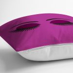 Mor Zeminde Kirpik Motifli Dekoratif Kırlent Kılıfı Realhomes