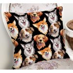 Siyah Zemindeki Sevimli Köpekler Modern Yastık Kırlent Kılıfı Realhomes