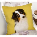 - Rh-K5662-1 - Realhomes Sarı Zeminli Köpek Dijital Baskılı Modern Yastık Kırlent Kılıfı Realhomes