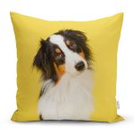 - Rh-K5662 - Realhomes Sarı Zeminli Köpek Dijital Baskılı Modern Yastık Kırlent Kılıfı Realhomes