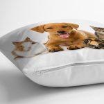 - Rh-K5665-2 - Realhomes  Tavşan-Kedi-Köpek Desenli Dijital Baskılı Modern Yastık Kırlent Kılıfı Realhomes