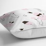 - Rh-K5666-2 - Realhomes Çizgi Köpek Desenli Dijital Baskılı Modern Yastık Kırlent Kılıfı Realhomes