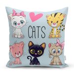 Cats Motifli Dijital Baskılı Modern Yastık Kırlent Kılıfı Realhomes