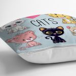 Cats Motifli Dijital Baskılı Modern Yastık Kırlent Kılıfı Realhomes