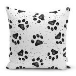 - Rh-K5669 - Realhomes Köpek Ayak İzi Desenli Dijital Baskılı Modern Yastık Kırlent Kılıfı Realhomes
