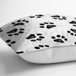 - Rh-K5669-2 - Realhomes Köpek Ayak İzi Desenli Dijital Baskılı Modern Yastık Kırlent Kılıfı Realhomes