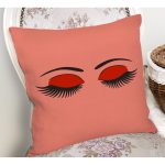 - Rh-K567-1 - Realhomes Yavru Ağzı Rengi Zeminde Kirpik Motifli Dekoratif Kırlent Kılıfı Realhomes