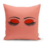 - Rh-K567 - Realhomes Yavru Ağzı Rengi Zeminde Kirpik Motifli Dekoratif Kırlent Kılıfı Realhomes