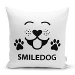 - Rh-K5671 - Realhomes SmileDog Motifli Dijital Baskılı Modern Yastık Kırlent Kılıfı Realhomes
