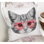 Pembe Gözlüklü Dijital Baskılı Modern Yastık Kırlent Kılıfı Realhomes