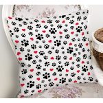 - Rh-K5673b-1 - Realhomes Köpek Ayak İzi Desenli Dijital Baskılı Modern Yastık Kırlent Kılıfı Realhomes