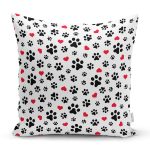 - Rh-K5673b - Realhomes Köpek Ayak İzi Desenli Dijital Baskılı Modern Yastık Kırlent Kılıfı Realhomes