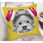 Kulaklıklı Köpek Motifli Dijital Baskılı Modern Yastık Kırlent Kılıfı Realhomes