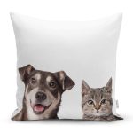 - Rh-K5676 - Realhomes Sevimli Köpek ve Kedi Desenli Sevimli Modern Yastık Kırlent Kılıfı Realhomes