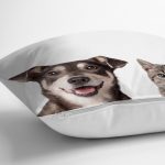 - Rh-K5676-2 - Realhomes Sevimli Köpek ve Kedi Desenli Sevimli Modern Yastık Kırlent Kılıfı Realhomes