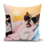 - Rh-K5680 - Realhomes  Selfie Çekinen Köpek Modern Yastık Kırlent Kılıfı Realhomes