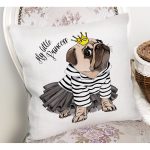 My Little Princess Taçlı Köpek Dijital Baskılı Modern Yastık Kırlent Kılıfı Realhomes