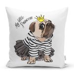 My Little Princess Taçlı Köpek Dijital Baskılı Modern Yastık Kırlent Kılıfı Realhomes