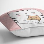 Yavrusuna Sarılmış Kedi Motifli Modern Yastık Kırlent Kılıfı Realhomes