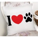 I Love Dijital Baskılı Pati İzi Modern Yastık Kırlent Kılıfı Realhomes