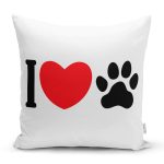 I Love Dijital Baskılı Pati İzi Modern Yastık Kırlent Kılıfı Realhomes