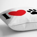 I Love Dijital Baskılı Pati İzi Modern Yastık Kırlent Kılıfı Realhomes