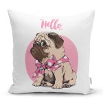 - Rh-K5690 - Realhomes  Hello Sevimli Köpek Dijital Baskılı Modern Yastık Kırlent Kılıfı Realhomes