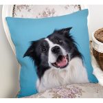 Mavi Zeminde Sevimli Köpek Dijital Baskılı Modern Yastık Kırlent Kılıfı Realhomes