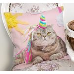 Sevimli Kedi Desenli Dijital Baskılı Modern Yastık Kırlent Kılıfı Realhomes