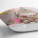 Sevimli Kedi Desenli Dijital Baskılı Modern Yastık Kırlent Kılıfı Realhomes